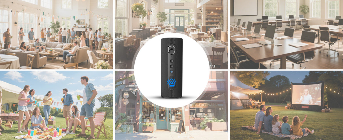 Harmony A1 Solo Bluetooth Speaker with Auracast Expansion, versatile for indoor/outdoor use, conferences, and restaurant setups.