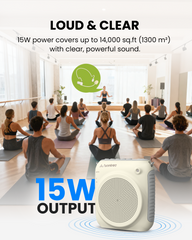 VoxAmp Lite Portable Voice Amplifier with Wireless Mic, 15W power covers up to 14,000 sq. ft. for clear sound