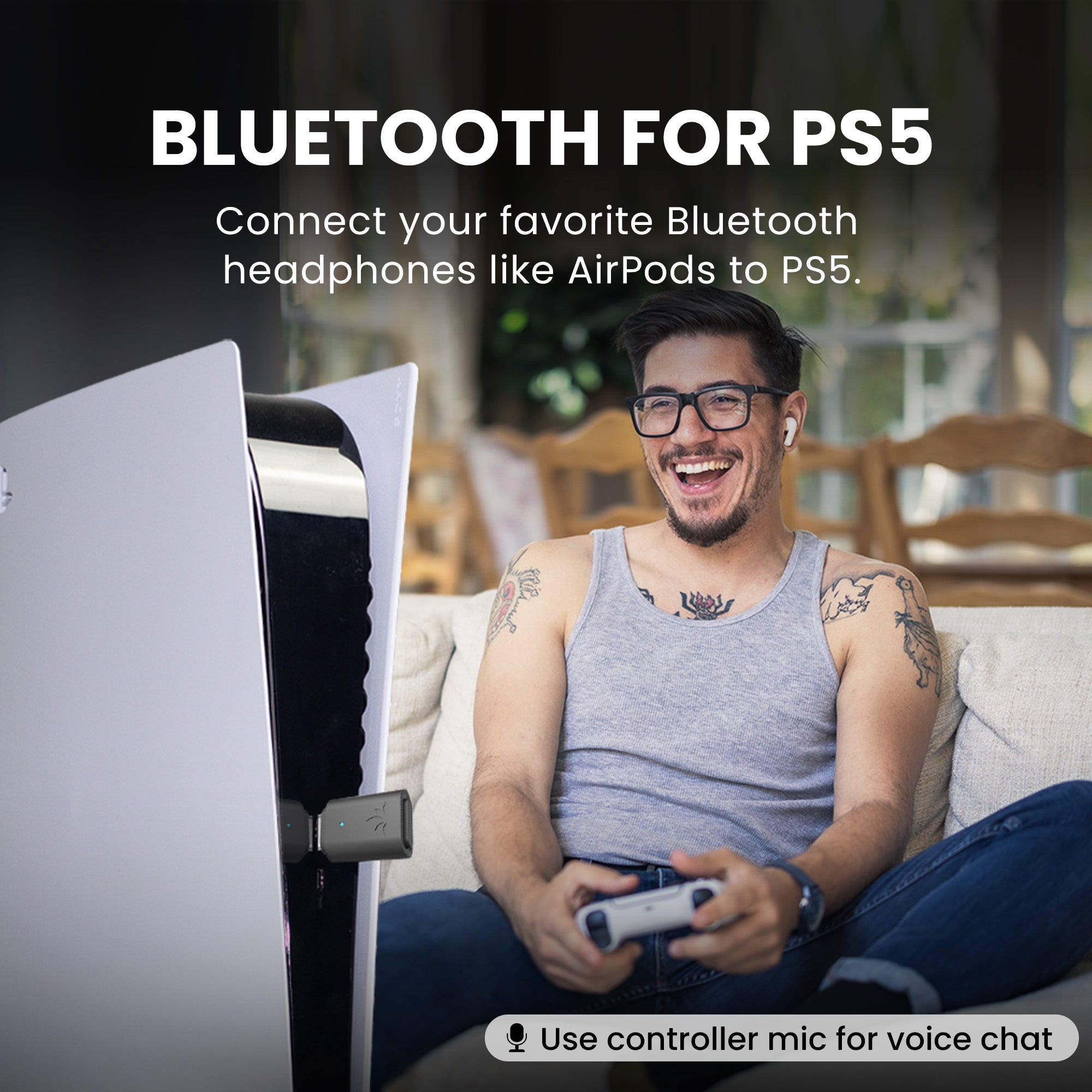 C81-Gaming PS5 Bluetooth Audio Adapter, connects Bluetooth headphones such as AirPods to PS5 and other Bluetooth devices.