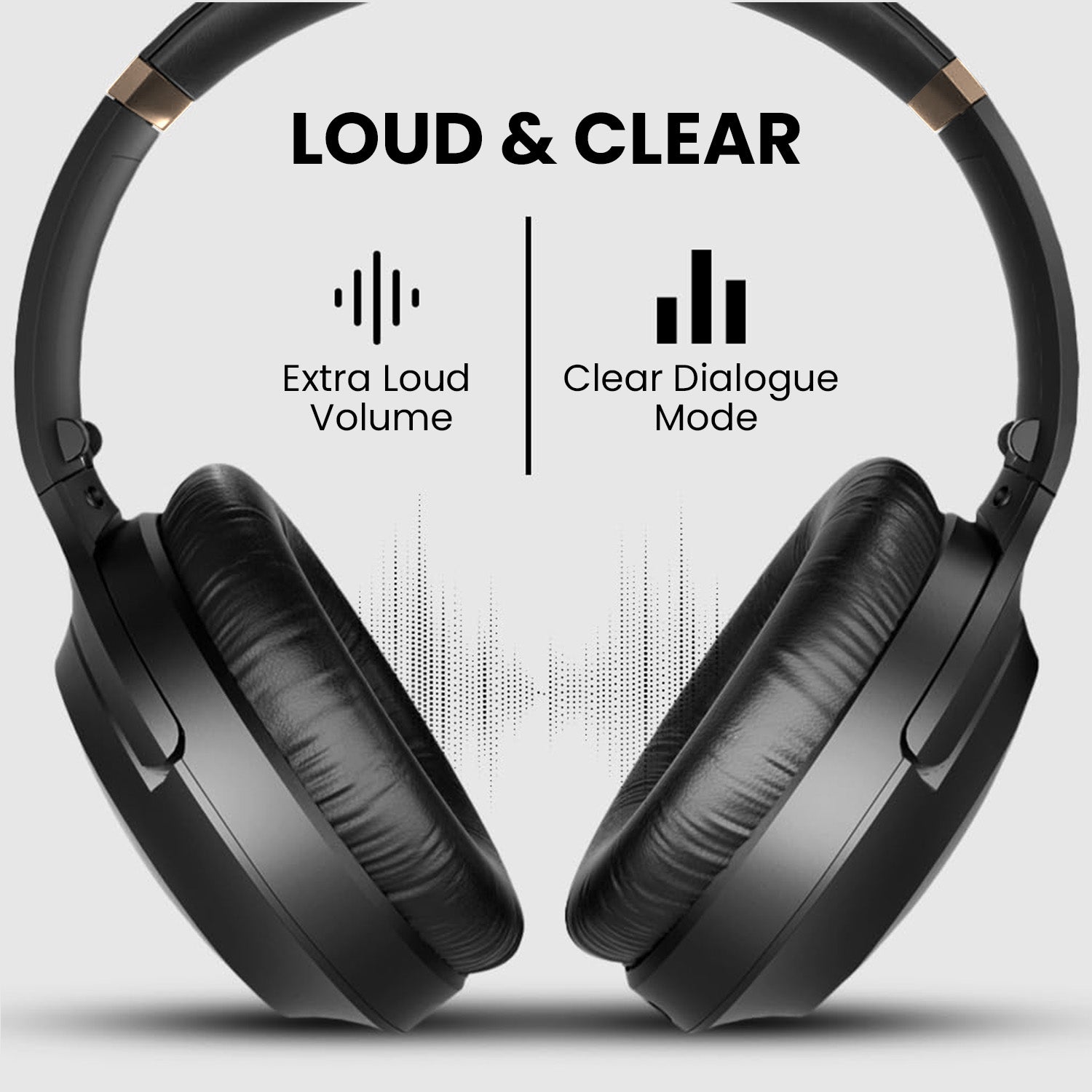 Duet Dual Wireless Headphones for TV, 2.4G connection. Ideal for seniors and share listening, featuring extra loud volume and clear dialogue mode.