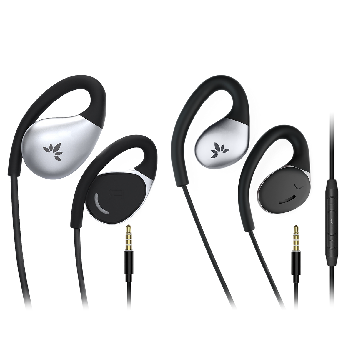 Resolve Set Wired Open-Ear Earbuds 2 Pack w/ Mic w/Inline Mic, Comfort Fit, Aware Listening, Over-Ear Hook Headphones for Office, Home, Outdoor Use, 3.5mm AUX