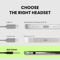 Resolve Set Wired Open-Ear Earbuds 2-Pack with Inline Mic, compatible with 3.5mm AUX devices; not Lightning or USB-C.
