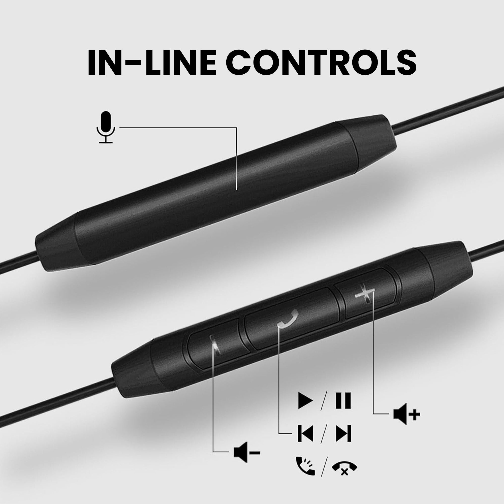 Resolve Set Wired Open-Ear Earbuds 2-Pack with Inline Mic, in-line controls for music, calls, volume, tracks, and voice assistant.