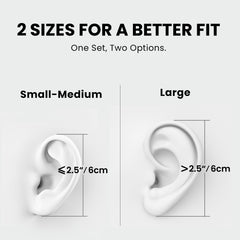 Resolve Set Wired Open-Ear Earbuds 2-Pack with Inline Mic, two sizes  Small-Medium (ear length under 2.5") and Large (ear length over 2.5")