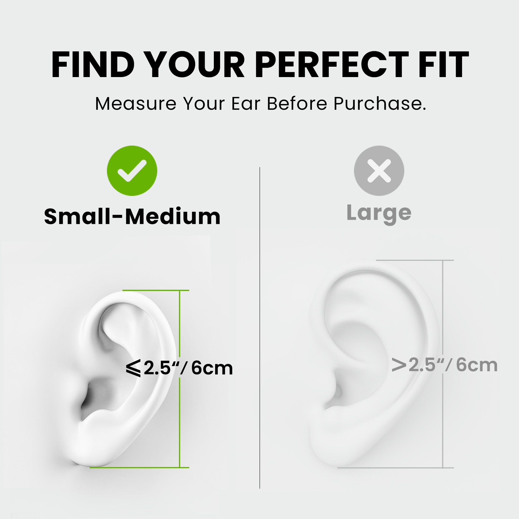 Resolve Wired Open-Ear Earbuds, available in small-medium under 2.5 in length for a comfortable, secure fit.