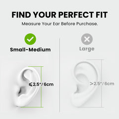 Resolve Wired Open-Ear Earbuds, available in small-medium under 2.5 in length for a comfortable, secure fit.