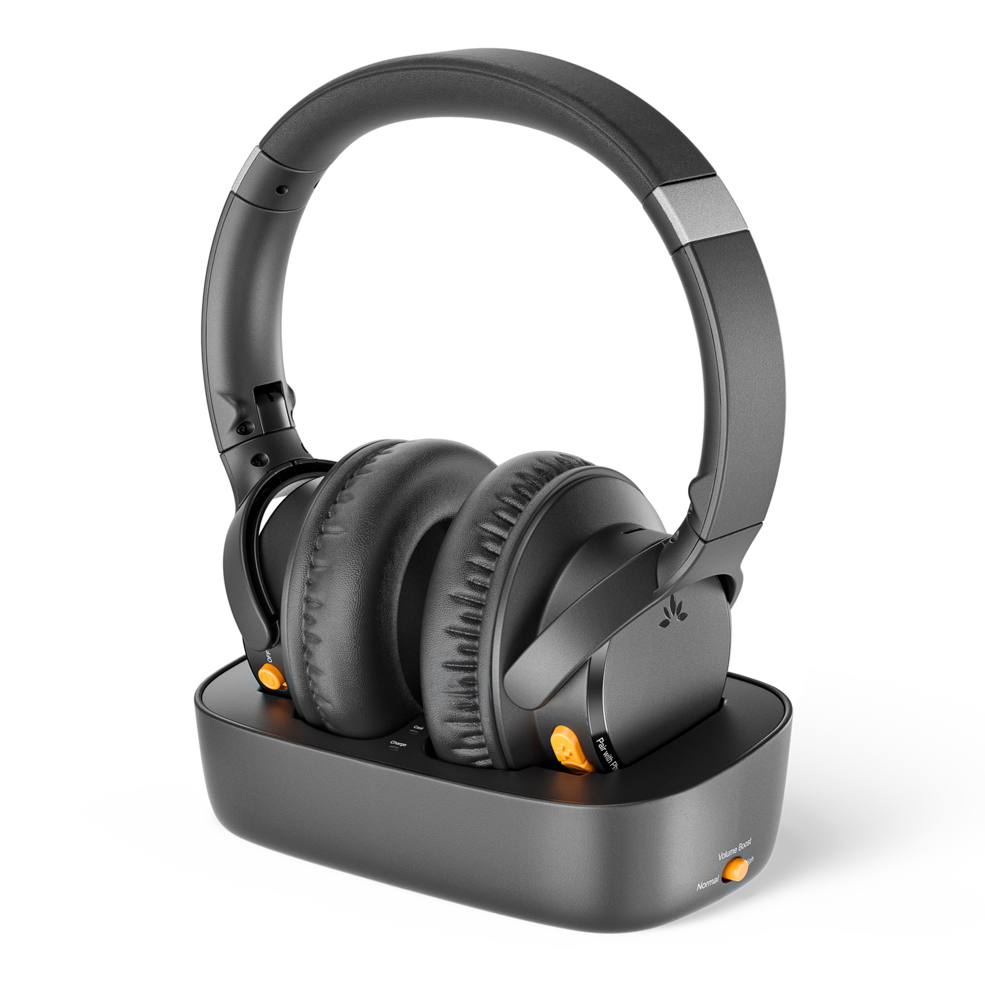 Ensemble Pro Senior-Friendly Wireless TV Headphones for shared bedrooms, supporting multiple headphones connected to the same TV audio simultaneously.