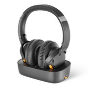 Ensemble Pro Senior-Friendly Wireless TV Headphones for shared bedrooms, supporting multiple headphones connected to the same TV audio simultaneously.