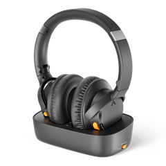 Ensemble Pro Senior-Friendly Wireless TV Headphones for shared bedrooms, supporting multiple headphones connected to the same TV audio simultaneously.
