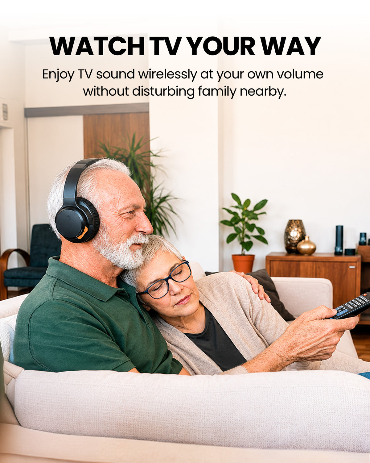 Ensemble Pro helps a viewer hear TV clearly while staying connected to phone calls.