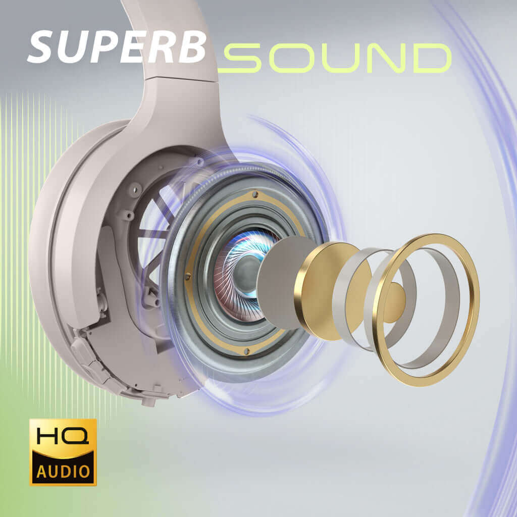 Eon Wireless noise-canceling headphones with detachable boom mic, superior sound and hybrid ANC for undisturbed listening in noisy environments.