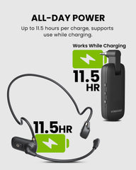 FreeMic W Wireless Headset Microphone System for powered speakers and mixers, ideal for churches, teaching, and small events with up to 11.5 hours battery life.