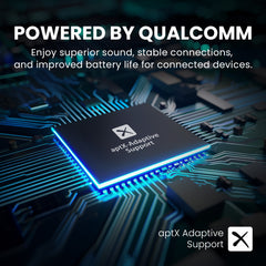 NB16-Q Bluetooth Neckband Earbuds with aptX Adaptive for stable connections.