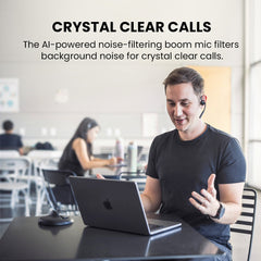 Lingo N21 Open-Ear Headphones with Mic, built-in noise-canceling microphone reduces background noise for clear calls on PC, Zoom, Teams, and other platforms.