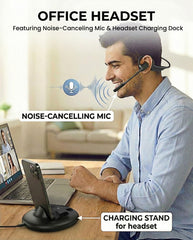Lingo N21 Open-Ear Headphones with Mic, noise cancelling microphone and charging stand for calls, meetings, and work conversations.