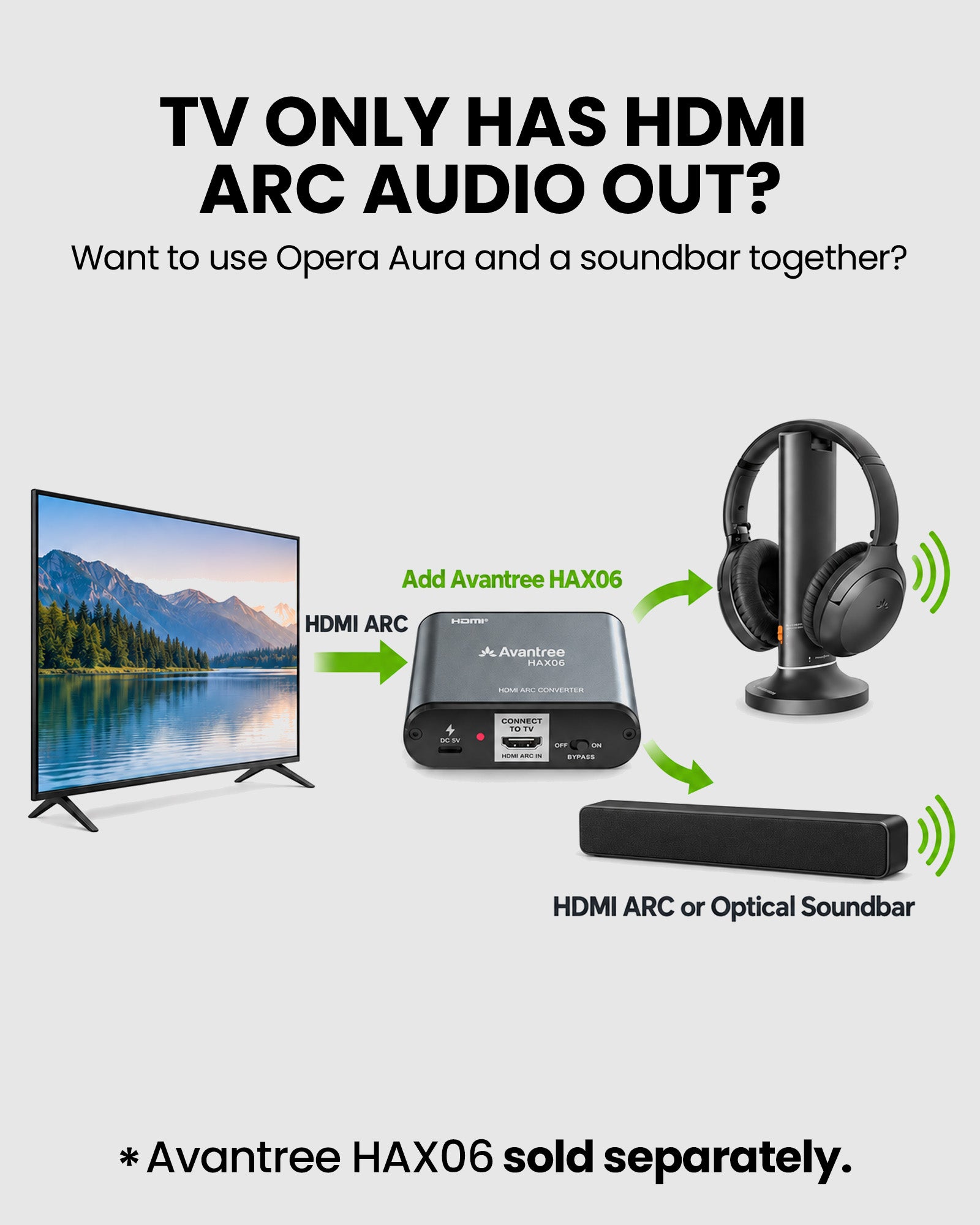 Opera Aura | Wireless Auracast TV Headphones