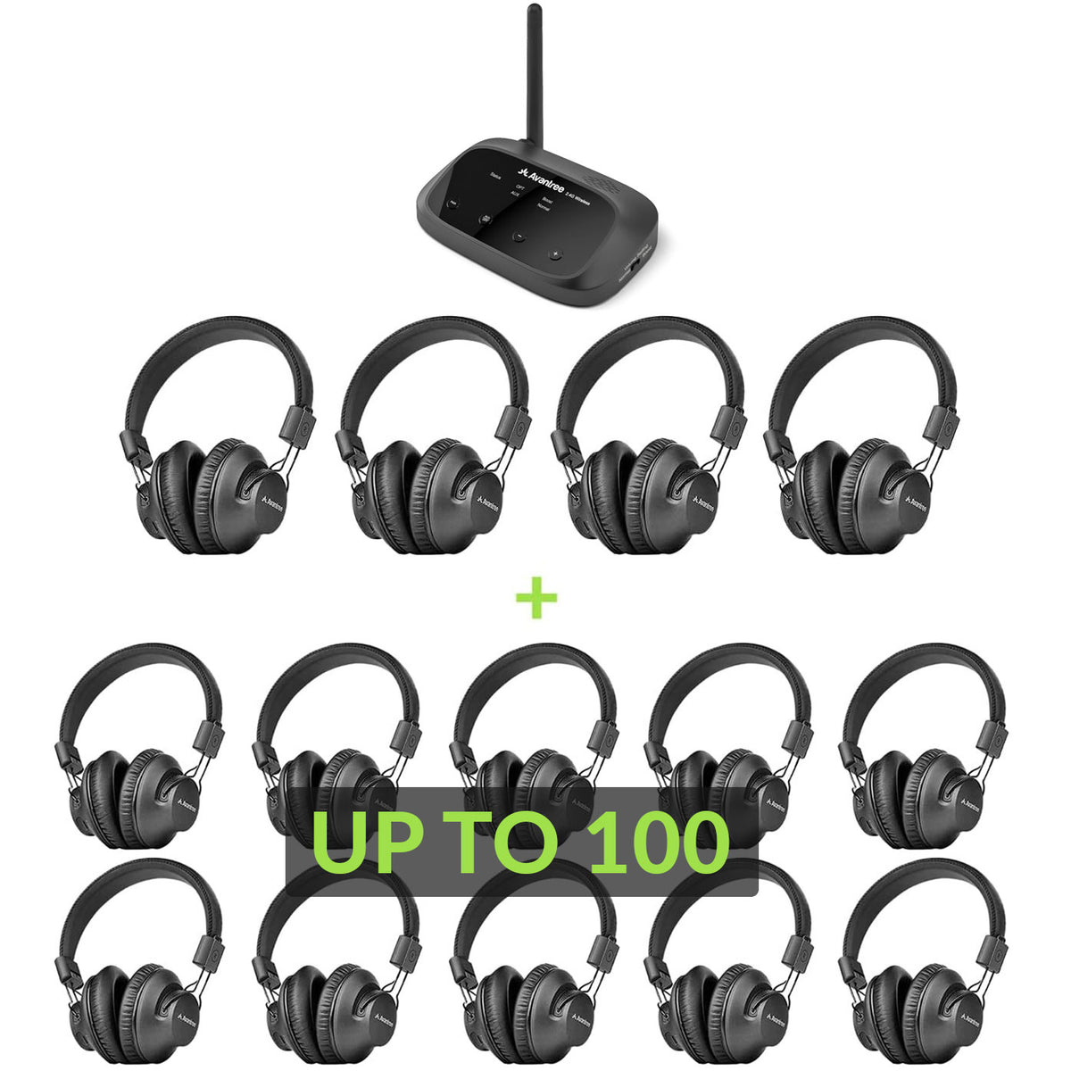 Quartet Wireless Broadcasting Set for Parties and Outdoor Activities, connect up to 100 headphones for group listening 