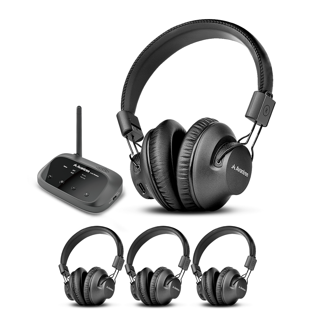 Quartet Wireless Broadcasting Set for Party, Silent Disco, Low Latency, Scalable to 100 Headphones