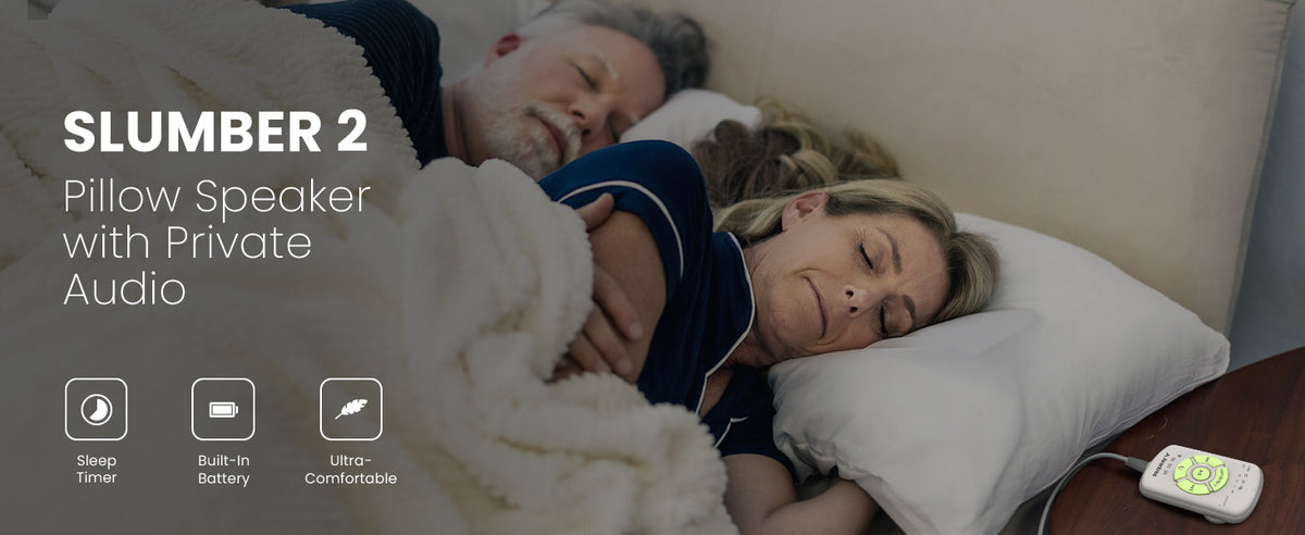 Slumber 2 Pillow Speaker, private audio with sleep timer, built-in battery, and ultra-comfortable design.