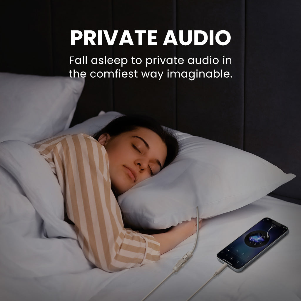 Slumber B AUX Wired Pillow Speaker for Sleeping, private audio without earbuds or headbands, won't disturb others.