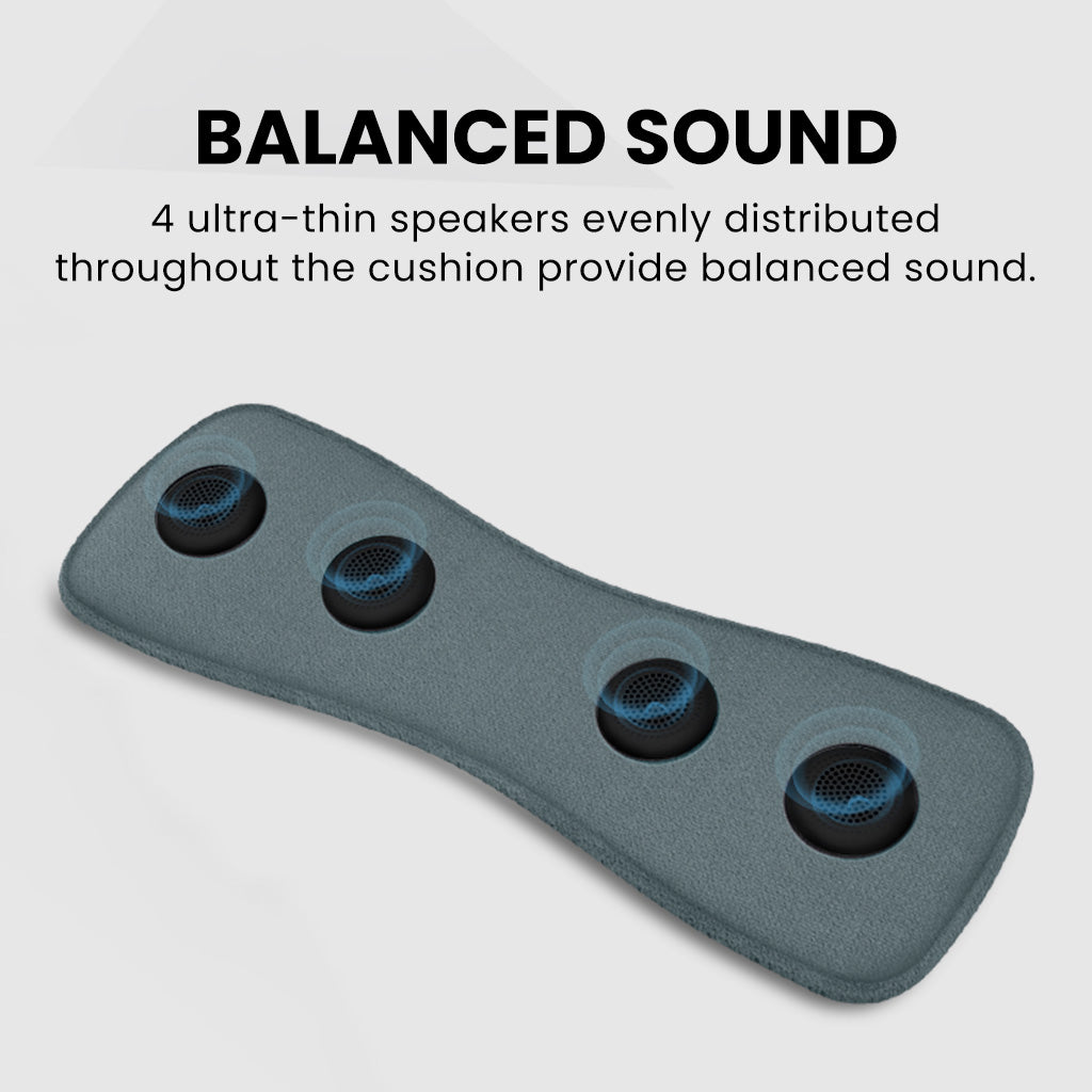 Slumber B AUX Wired Pillow Speaker for Sleeping, four ultra-thin speakers deliver balanced sound for any sleeping position.