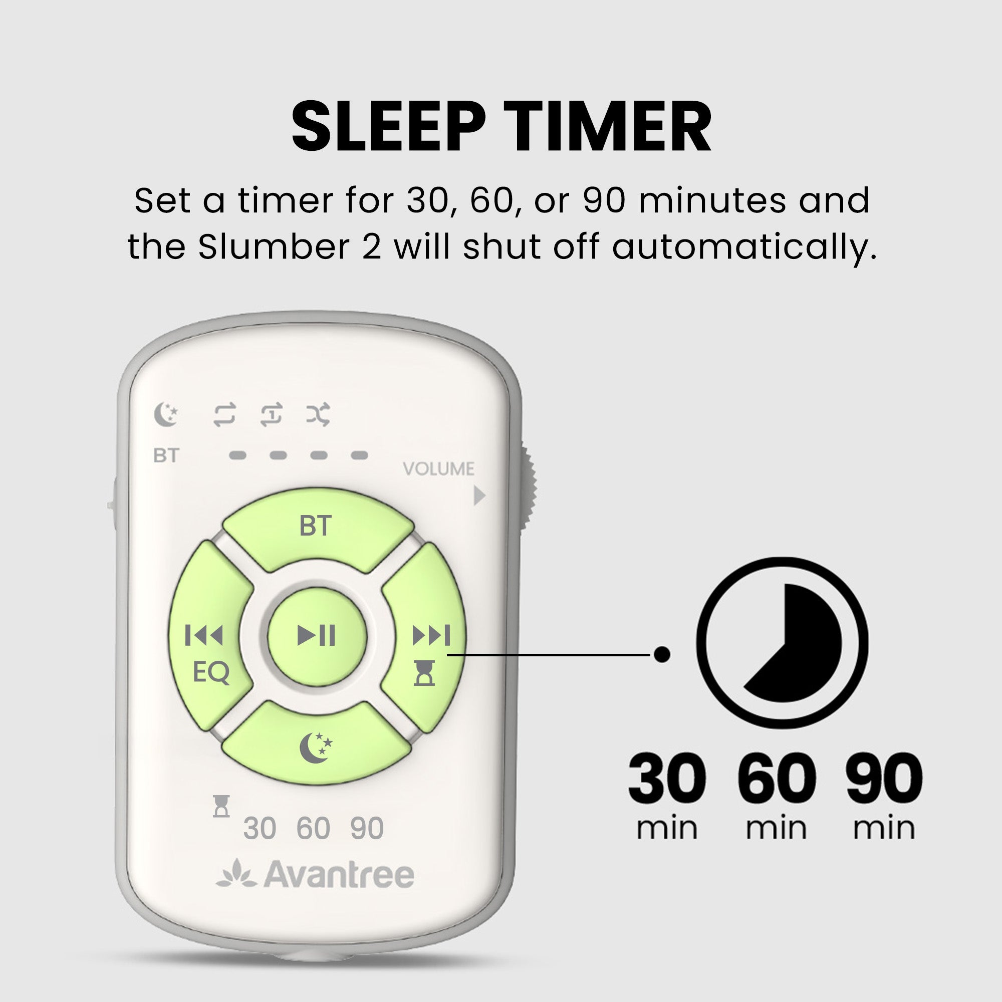 Slumber 2 Bluetooth Pillow Sleep Headphones with 4 flat speakers and white noise, sleep timer 30, 60, or 90 minutes with auto shut-off.