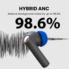 Infinity NC ANC Earbuds with LE Audio, Auracast, HD calls, custom EQ, with Hybrid ANC reduces background noise by up to 98.6%.