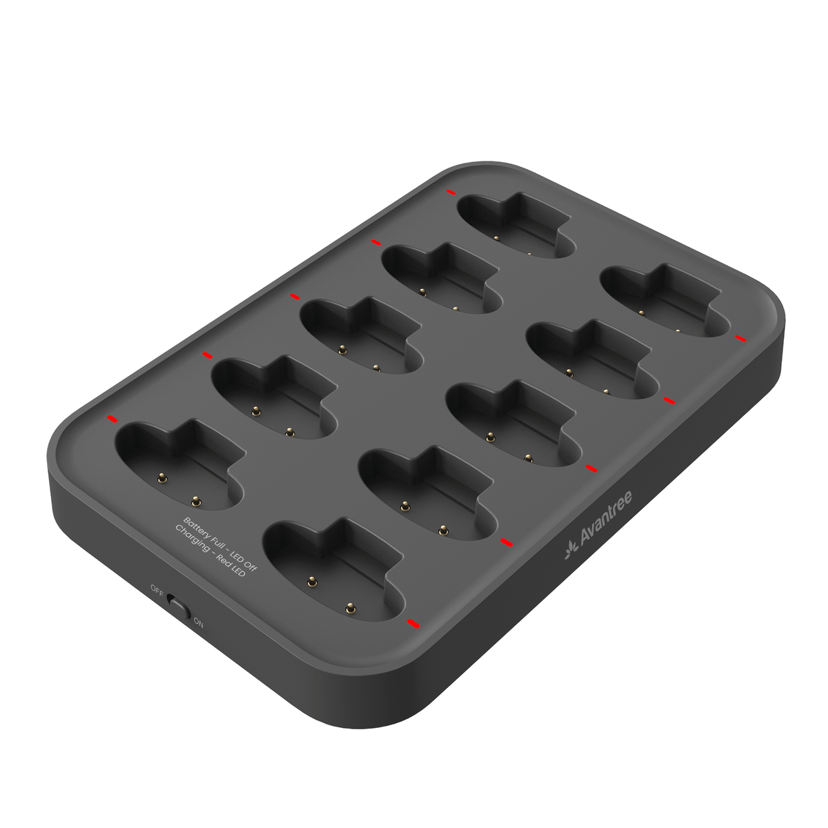 Charging Dock with Charging Cable &amp; USB Adapter, 10-Slot, 8x5''