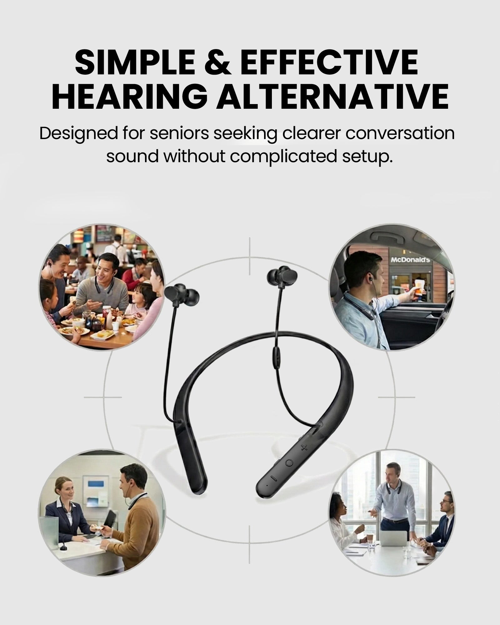 AcuEar C1 Hearing Amplifier for Seniors, hearing support for clearer conversations and TV without complicated setup.