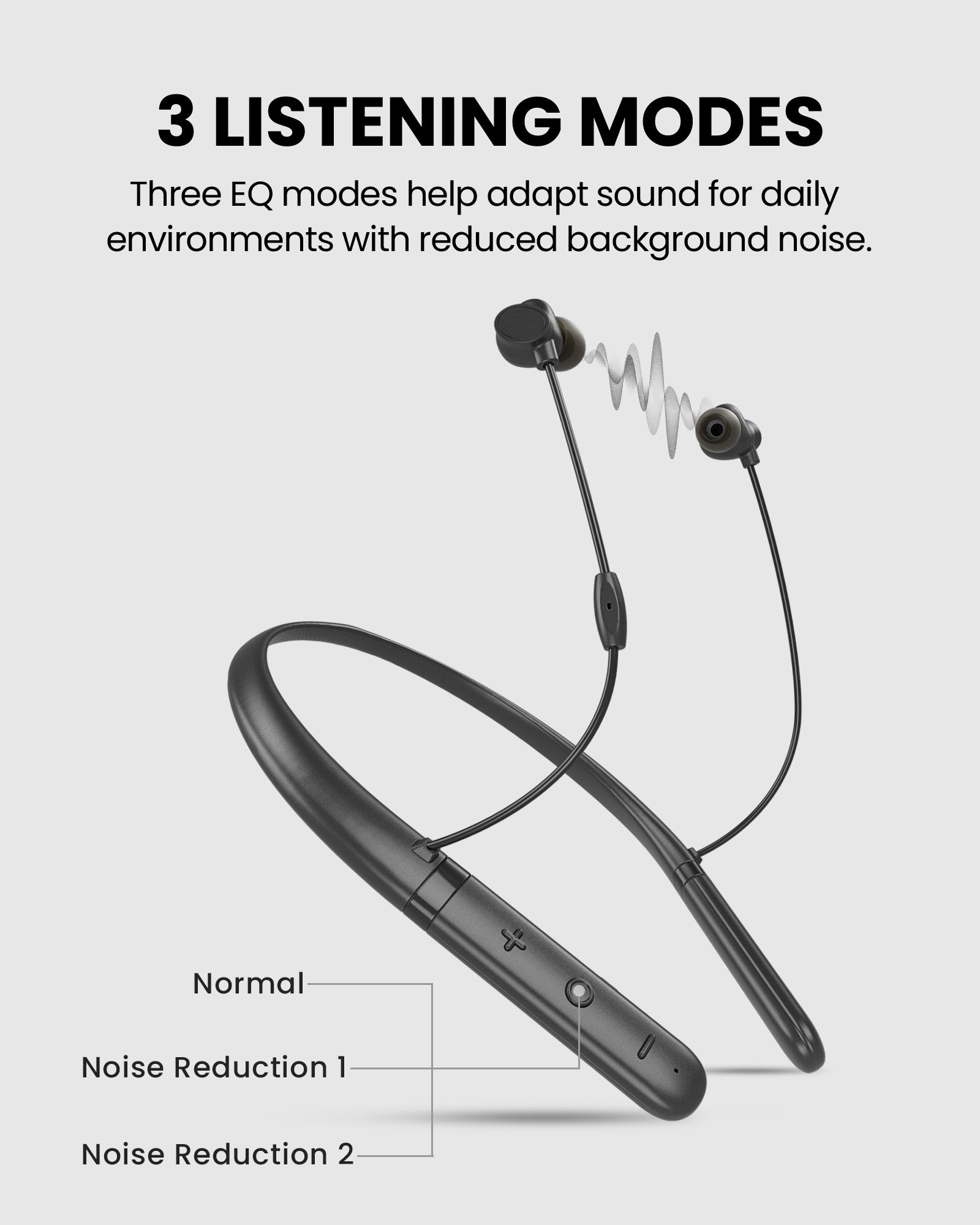 AcuEar C1 Hearing Amplifier for Seniors, three listening modes with noise reduction for clearer hearing in different daily environments.