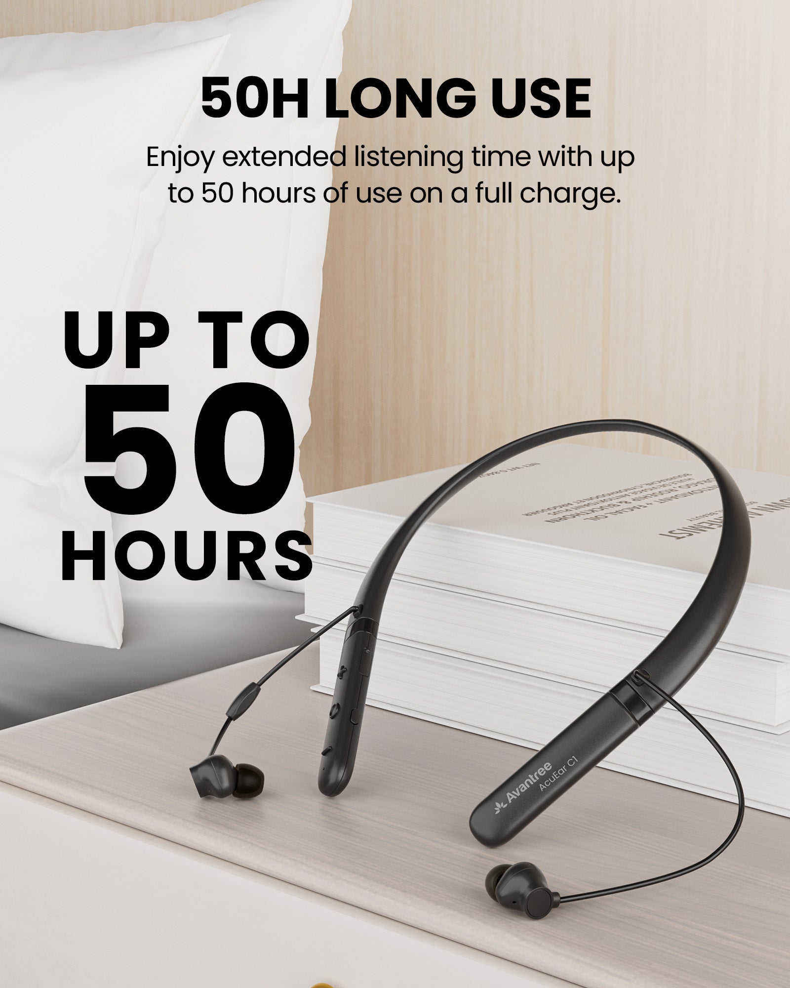 AcuEar C1 Hearing Amplifier for Seniors. Clearer sound for conversations and TV. Up to 50 hours of use on a full charge.