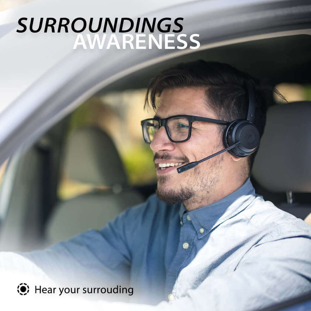 Alto Solo Wireless Headset with Microphone, featuring Surround Awareness so you can hear your surroundings while using the headset.