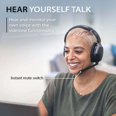 Aria Pro 2 Bluetooth Headphones with Mic for Computer, sidetone lets you hear your voice naturally during calls.