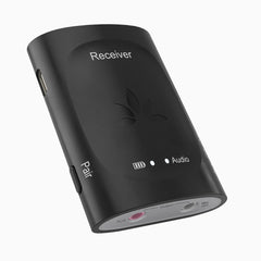 Audiplex 2403S Wireless Transmitter Receiver System, features 3.5mm AUX and optical input, LED indicator, power switch, and independent volume control.