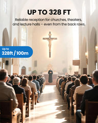 Auracast Receiver for Public Venues like church, lecture halls, supports to 328 ft range.
