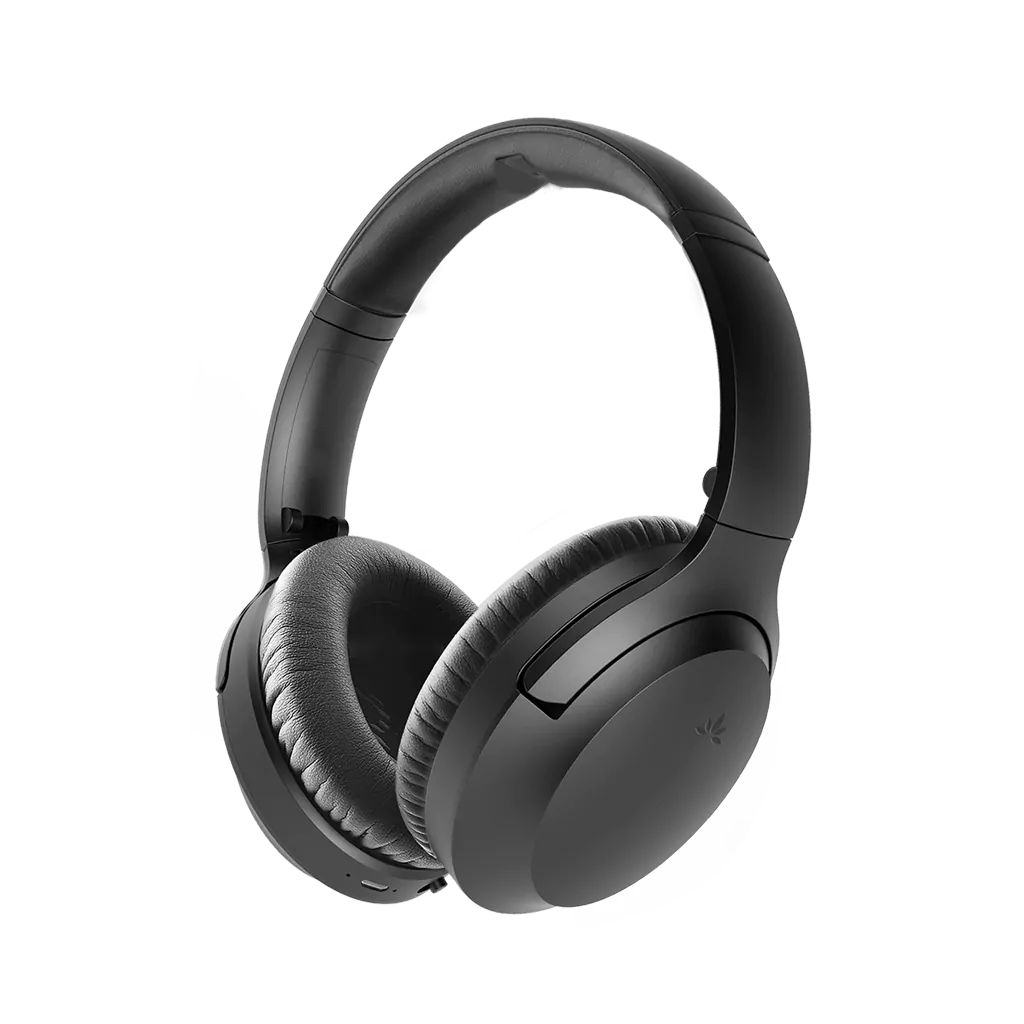 Opera Wireless TV Headphones, featuring independent volume control, on/off switch, and EQ modes for Balanced and Clear Voice sound.