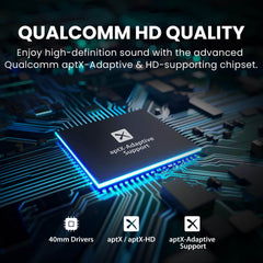 Audition 3 Bluetooth Over-Ear Headphones with Charging Dock, featuring Qualcomm chipset that supports aptX-Adaptive & HD.