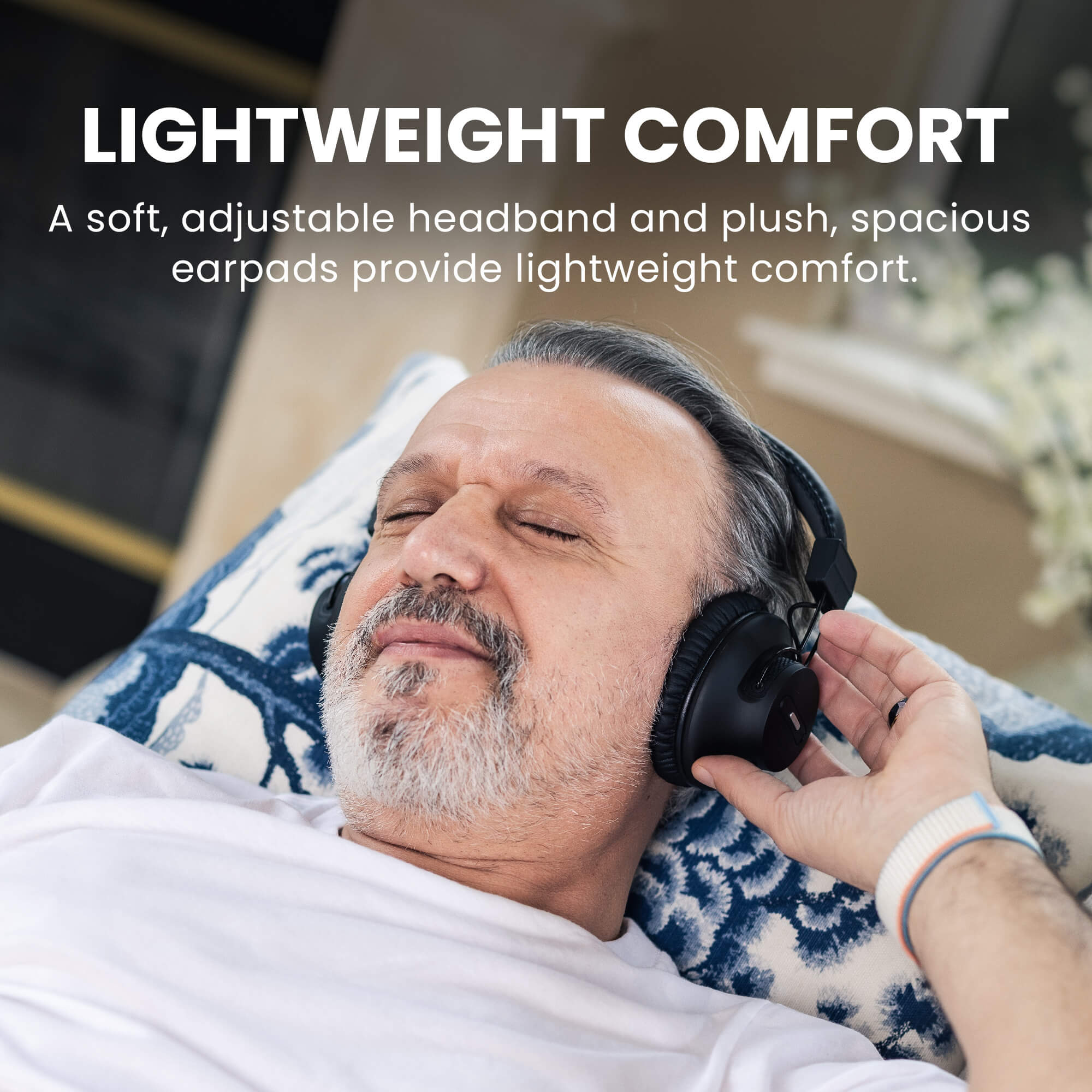 Audition 3 Bluetooth Over-Ear Headphones with Charging Dock, lightweight comfort with adjustable headband and plush earpads for all-day use.
