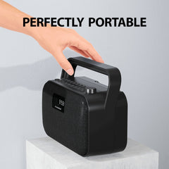 PowerByte Portable Bluetooth Radio Speaker, portable design for easy carrying and flexible placement anywhere.