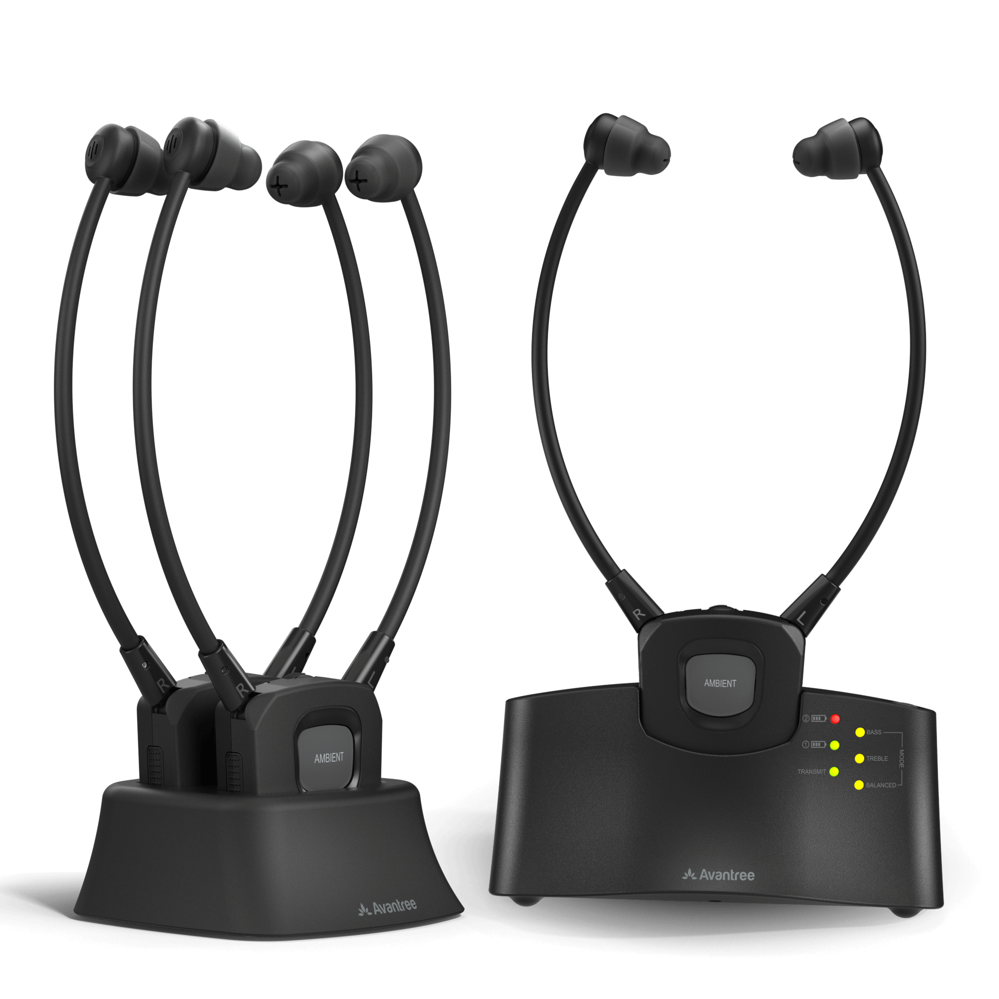 HT3831: 3 Earbuds + Transmitter Charging Base
