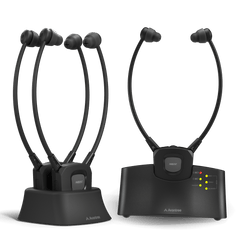 HT3831 Wireless TV Headphones for seniors and group listening, featuring Ambient Mode, with individual volume and L/R balance control.