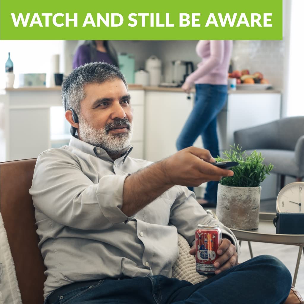 Medley Air Open-Ear Wireless Headphones for TV Watching, hear TV audio while staying aware of your surroundings.