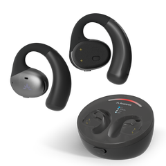 Medley Pebble Open-Ear Wireless TV earbuds, low-latency audio, with no lip-sync delay.