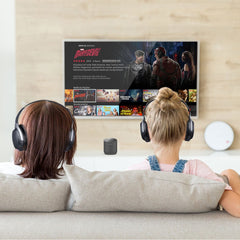 Orbit Bluetooth TV Transmitter with LCD Screen Display, connects two headphones simultaneously. No lip sync