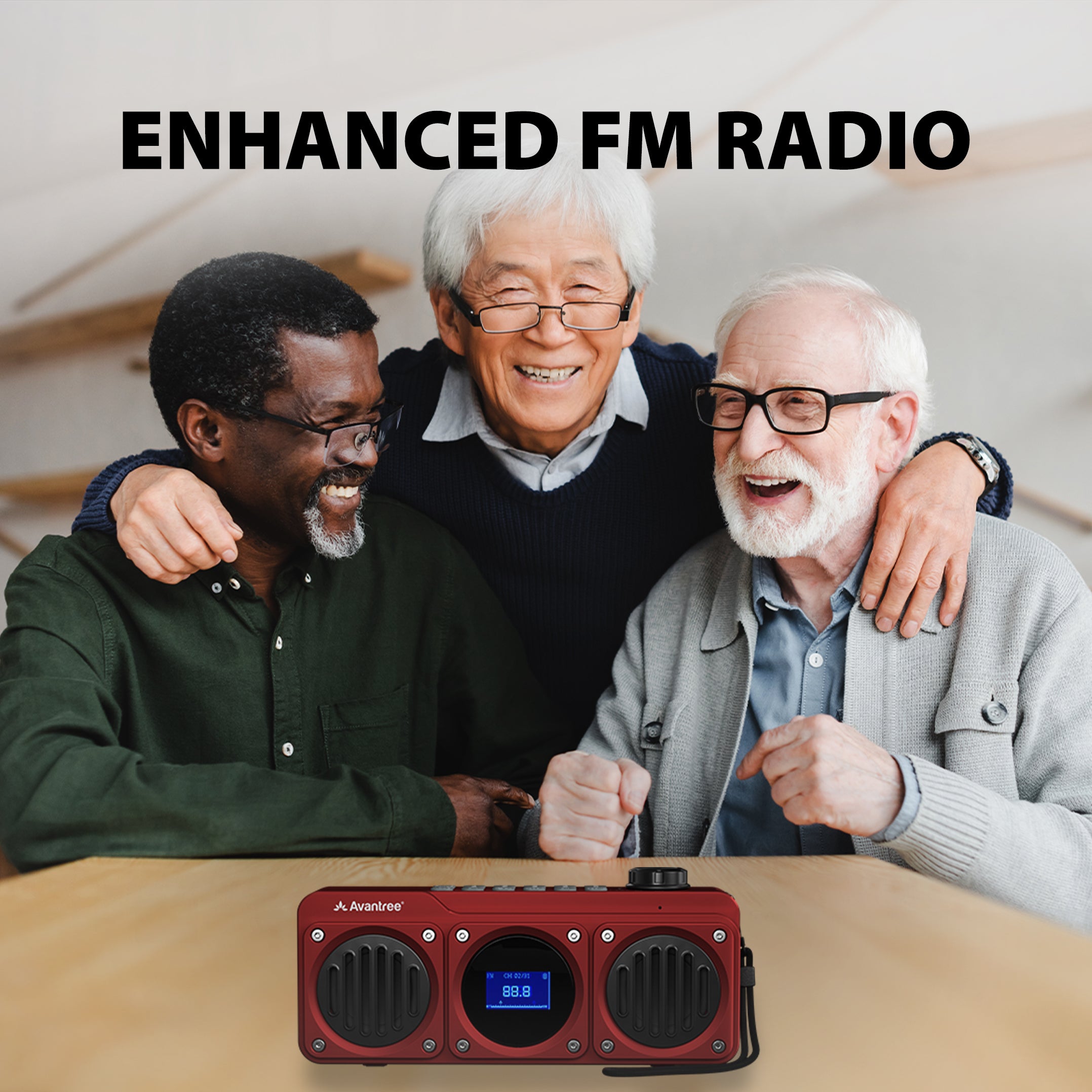 Boombyte Portable Digital FM Radio with Bluetooth Speaker with enhance FM reception for crystal-clear, uninterrupted radio listening