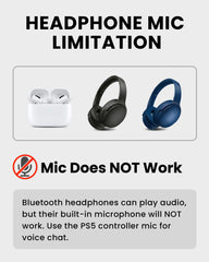 C81-Gaming PS5 Bluetooth Audio Adapter, Bluetooth headphone microphones are not supported; use the PS5 controller microphone for voice chat.