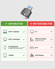 C82 Aura USB-C Transmitter for Auracast Hearing Aids & Group Listening, works with USB-C laptops and tablets; not compatible with TVs, cars, or game consoles.