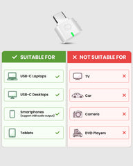 C82 LEA LE Audio USB-C Bluetooth 5.4 Adapter for LE Audio Headphones & Hearing Aids, to USB-C PCs, laptops, and tablets; not for TVs, cars, or cameras