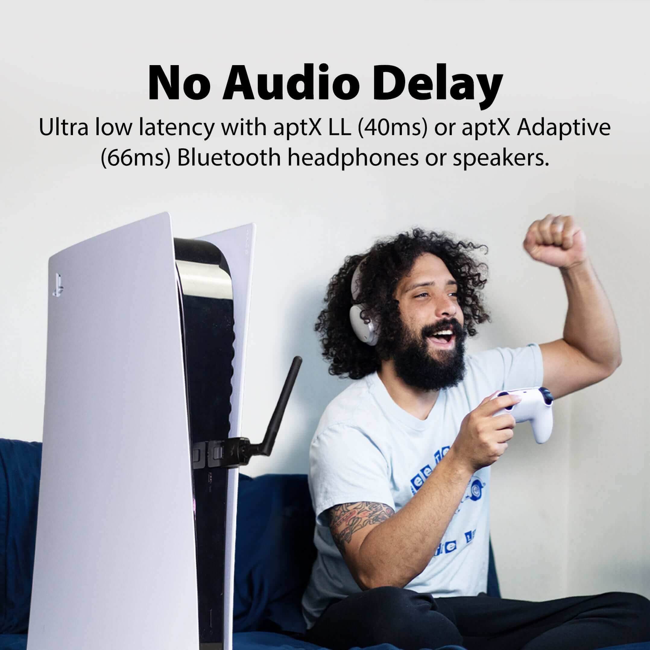 DG60P Long Range Bluetooth USB Audio Transmitter for PS5, PS4, PC, Laptop, Mac, supports aptX Adaptive (66 ms) and aptX Low Latency (40 ms) 