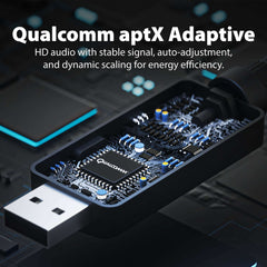 DG60P Long-Range Bluetooth USB Audio Transmitter for PS5, PS4, PC, Laptop, and Mac, powered by Qualcomm aptX Adaptive for stable signal